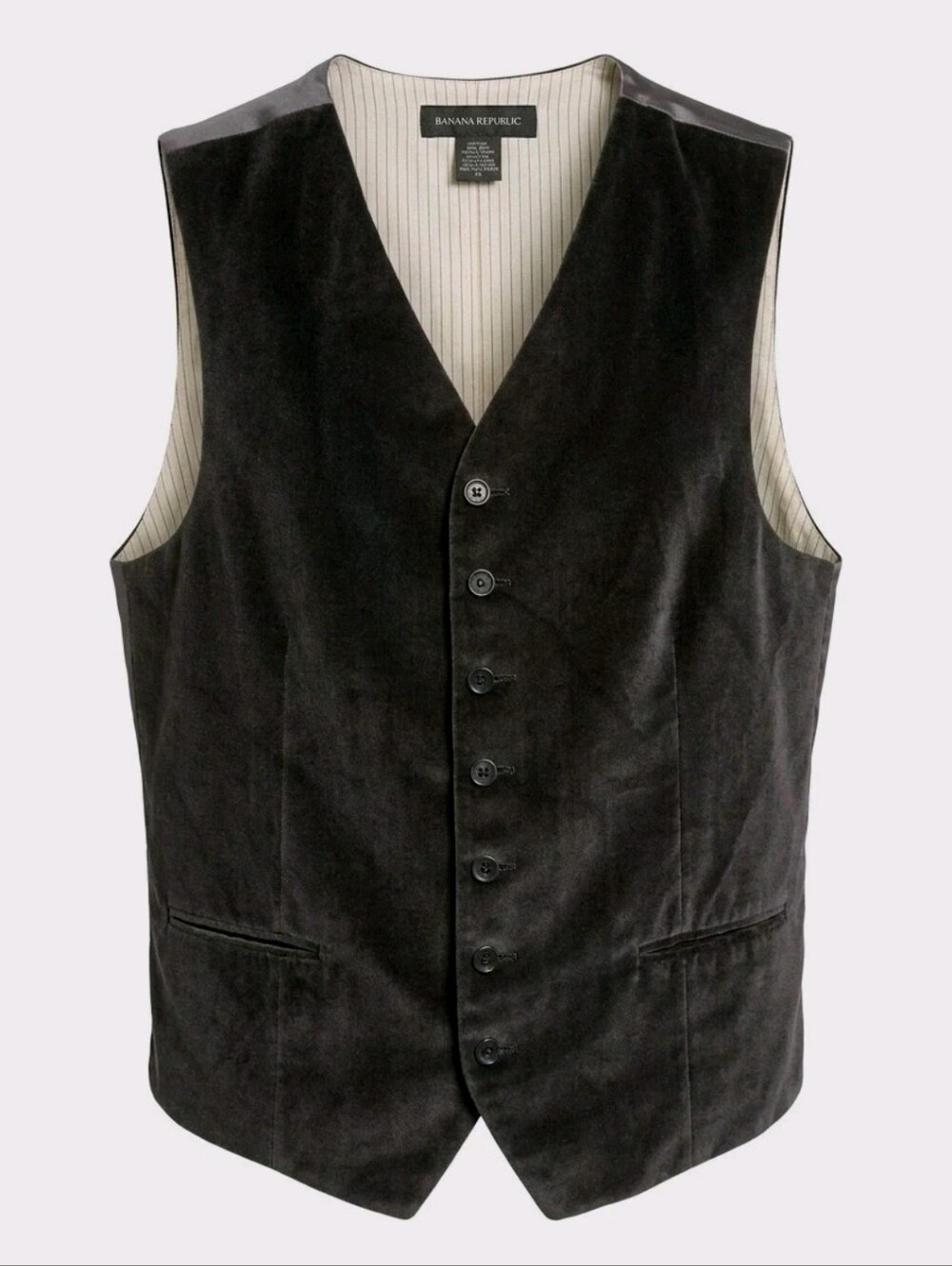 Vintage Banana Republic Suit Vest Medium Brown Velour Waistcoat Adjustable Back